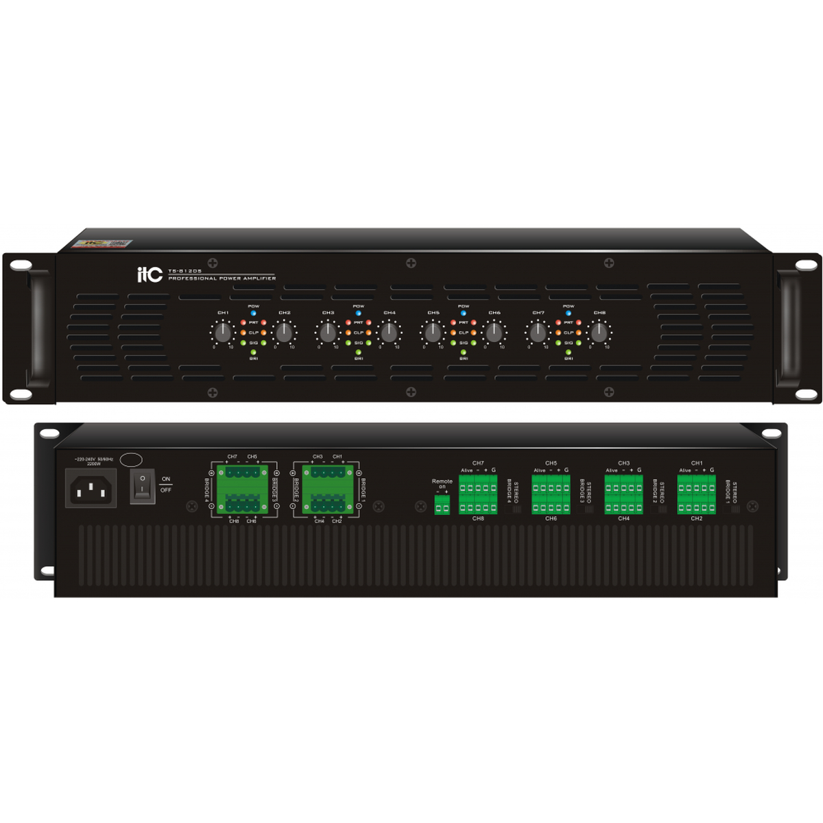купить TS-8120S 8-канальный профессиональный усилитель,8?:120W ? 8; 4?:240W ? 8; Bridge 8?:500W?4 в Алматы
