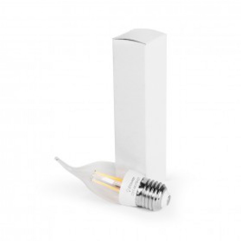 купить Светодиодная лампа, iPower, C37-F-4W-2700-E27, Filament, 4Вт, Свеча на ветру, 2700K (Тёплый Свет), Цоколь E27, Яркость свечения 410LM, Размер: 35*119 мм, Алюминий, Стекло, Белый в Алматы