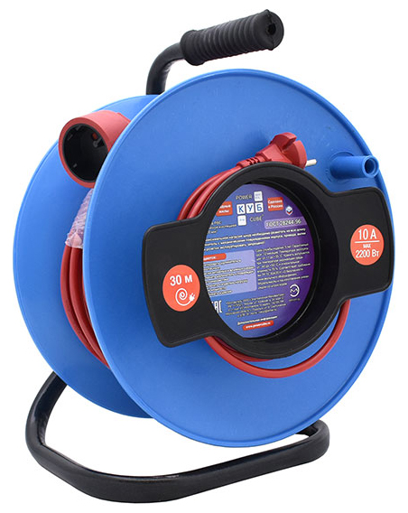 купить Силовой удлинитель на катушке Power Cube PC-B1-K-50, 10 А/2,2 кВт, 50 м, 1 розетка б/з, красно-синий в Алматы