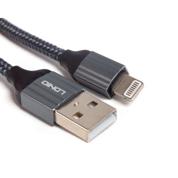 купить Интерфейсный кабель LDNIO Lightning LS432 2.4A TPE Алюминий 2м Чёрный в Алматы