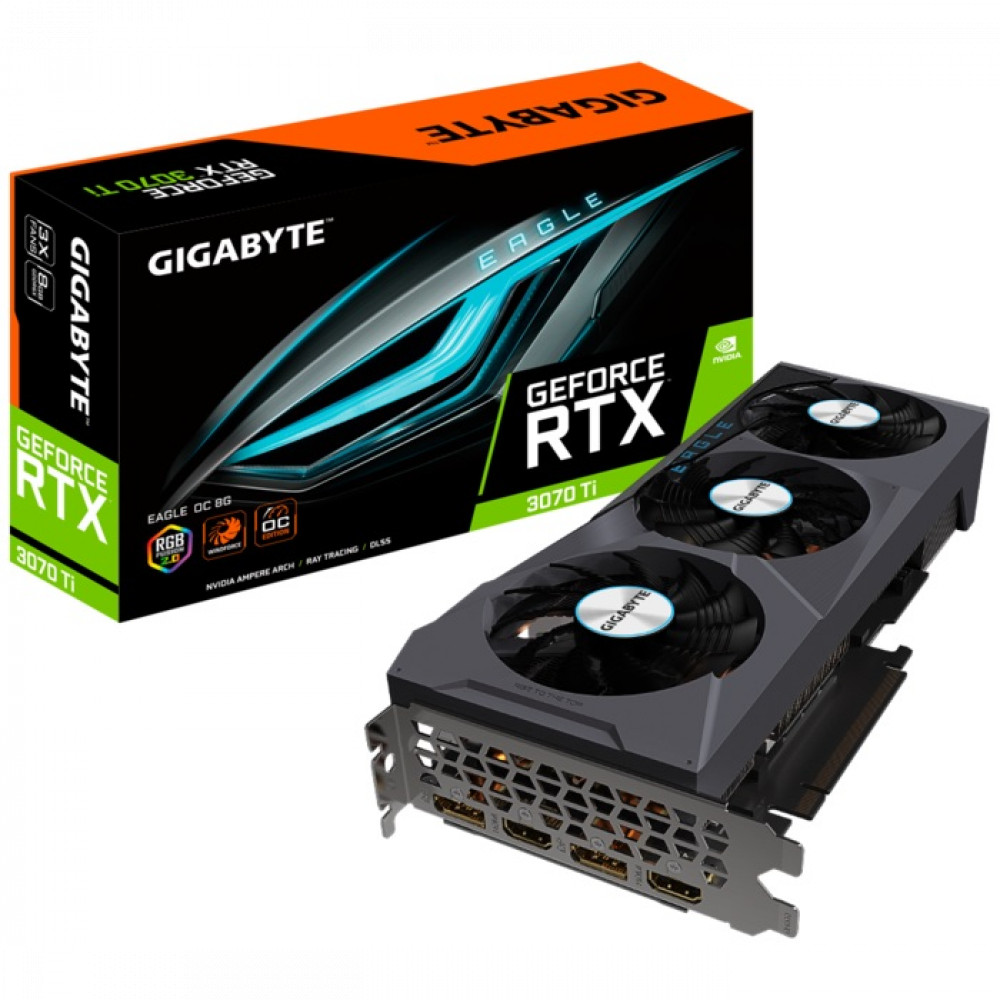 купить Видеокарта Gigabyte GV-N307TEAGLE OC-8GD, 8Gb GDDR6X 256Bit, 2xDP, 2xHDMI, EAGLE, BOX в Алматы