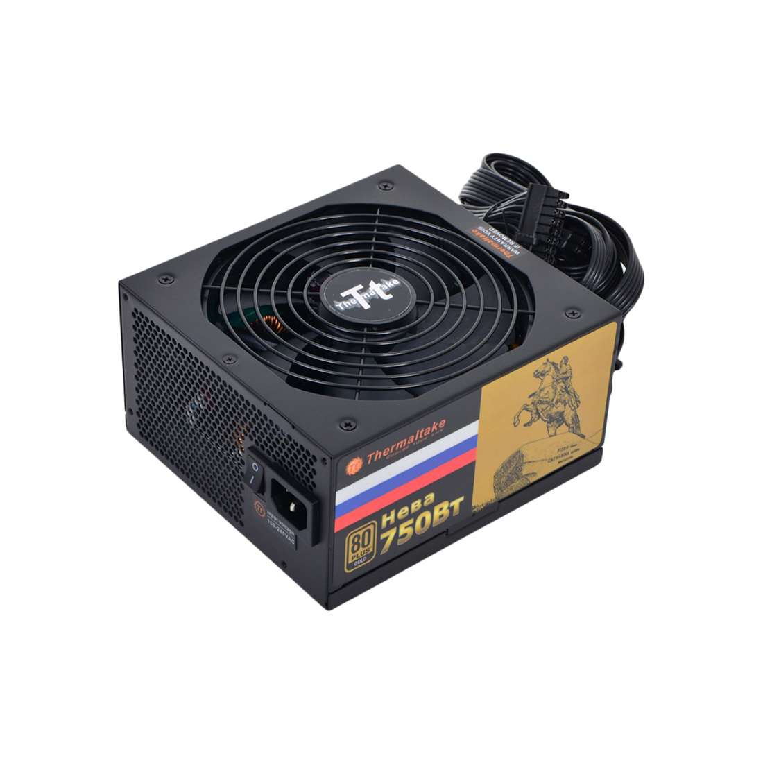 купить Блок питания, Thermaltake, RU W Series Neva 750W (W0427RE), 750W, ATX, Modular, 80 Plus Gold, APFC, 20 4 pin, 4 4pin, 7*Sata, 4*Molex, 1*FDD, 4*PCI-E 6 2 pin, Вентилятор 14 см, Кабель питания, Чёрный в Алматы