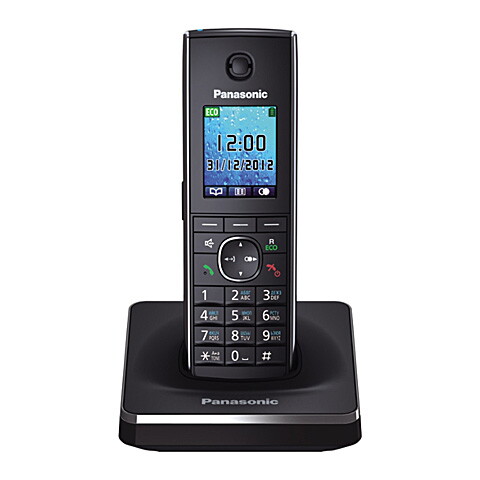 купить Радиотелефон PANASONIC KX-TG8551 (CAB) Черно-Серебристый. Изысканная серия. Трубка выполнена из высококачественного матового и глянцевого пластика с металлическими вставками. Стильная базовая станция, оснащена  автоответчиком и удобной панелью управл в Алматы