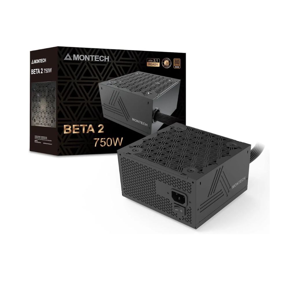 Купить Блок питания Montech  750W, BETA 2 750W, Non Modular, ATX, 80+ BRONZE, КПД 90%, Fan 120mm, Черный в Алматы