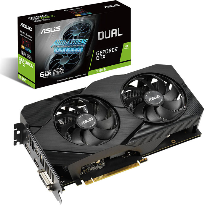 купить Видеокарта ASUS GeForce GTX1660Ti 6GB GDDR6 19bit 2xHDMI 2xDP HDCP DUAL-GTX1660TI-6G-EVO в Алматы
