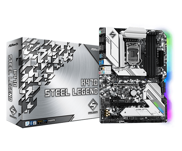 купить Материнская плата ASRock H470 STEEL LEGEND LGA1200 4xDDR4 6xSATA RAID 2xUM.2 HDMI DP ATX в Алматы