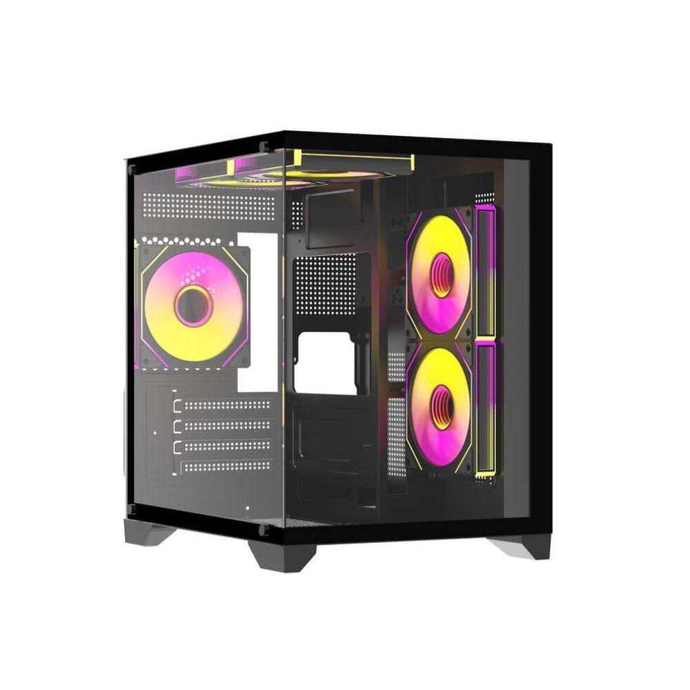 купить Корпус Wintek AQUABOX S05-B TG, Micro ATX, USB 1*3.0/2*2.0, HD Mic, 5*12cm ARGB (контр.   пульт д/у), чёрный в Алматы