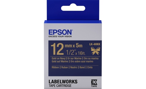 купить Лента Epson C53S654002 LK-4HKK Сатиновая лента 12мм,Тем.Син./Золото,5м в Алматы