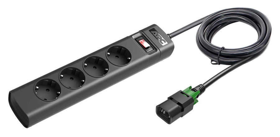 купить Сетевой фильтр APC/PZ42IZ-GR/4 розет./1,5 м/10 А/Power Strip Locking IEC C14 TO 4 Outlet Schutzkontakt (CEE 7/3) 230V Germany, черный в Алматы