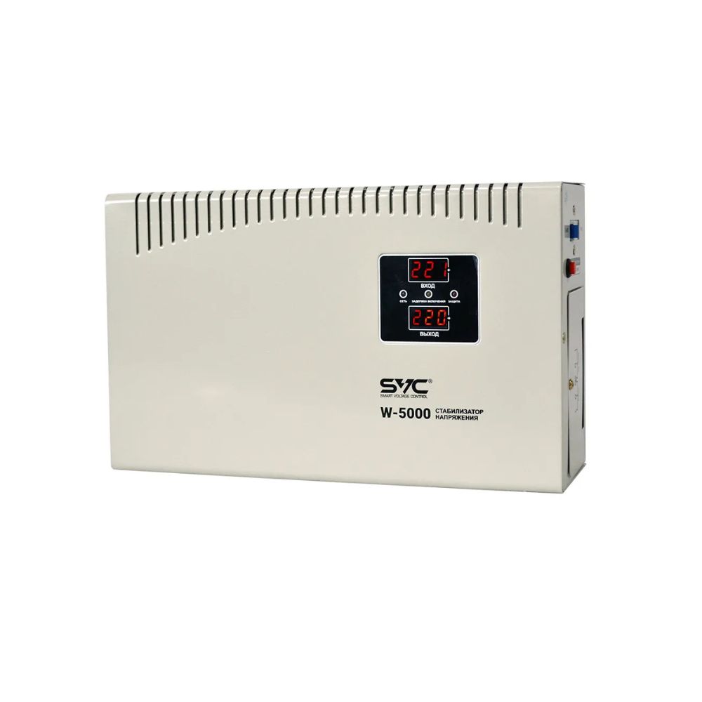 Купить Стабилизатор SVC W-5000, 5000W, зажимные клеммы, вход/выход 220V, AVR 140-260V, White в Алматы