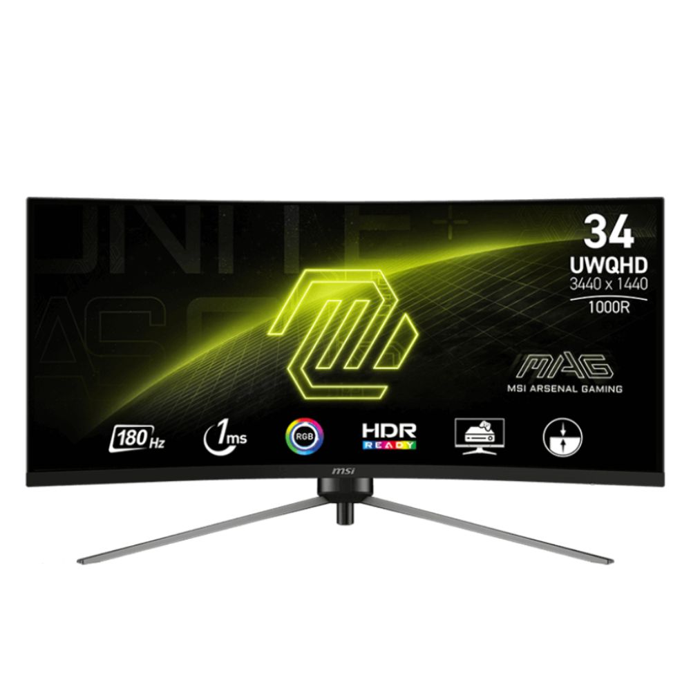 купить Монитор 34" MSI MAG 345CQR VA 3440х1440 21:9 180Hz 1000R 1ms 300cd/m 3000:1 HDMI 2xDP Black в Алматы