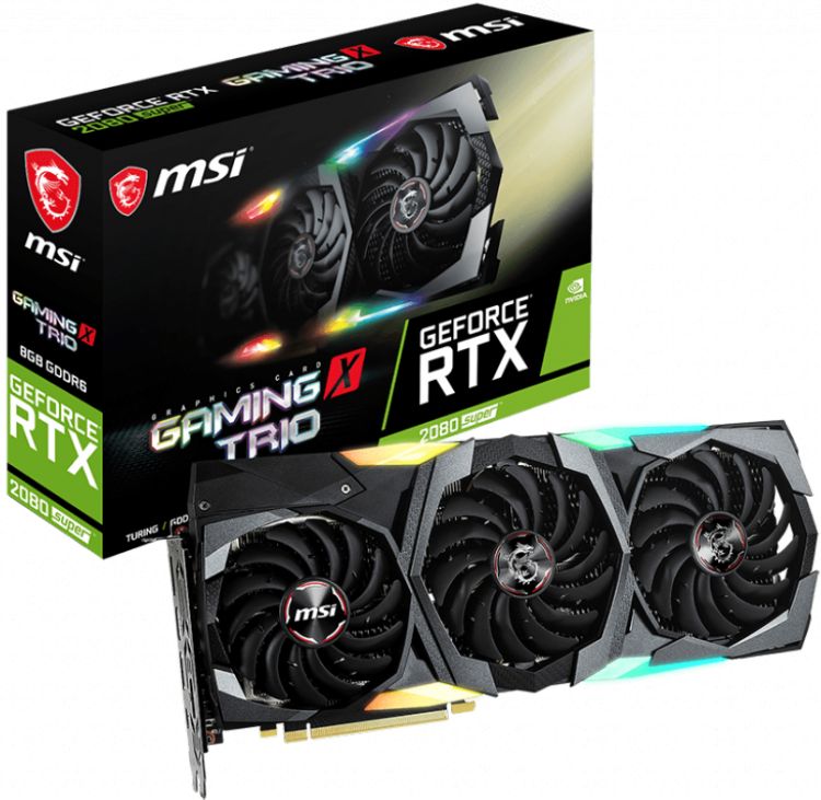 купить Видеокарта MSI GeForce RTX2080 SUPER, 8GB GDDR6 256bit 1xHDMI 3xDP 1USB RTX 2080 SUPER GAMING X TRIO в Алматы