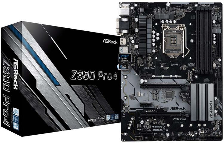 купить ASRock, Z390 PRO4 , LGA1151, iZ390, 4xDDR4 2666, 6xSATA3, 2xM2.0, Raid, 1xDVI-D, 1xHDMI, 3xPCI-Ex16, 3xPCI-Ex1, ATX в Алматы