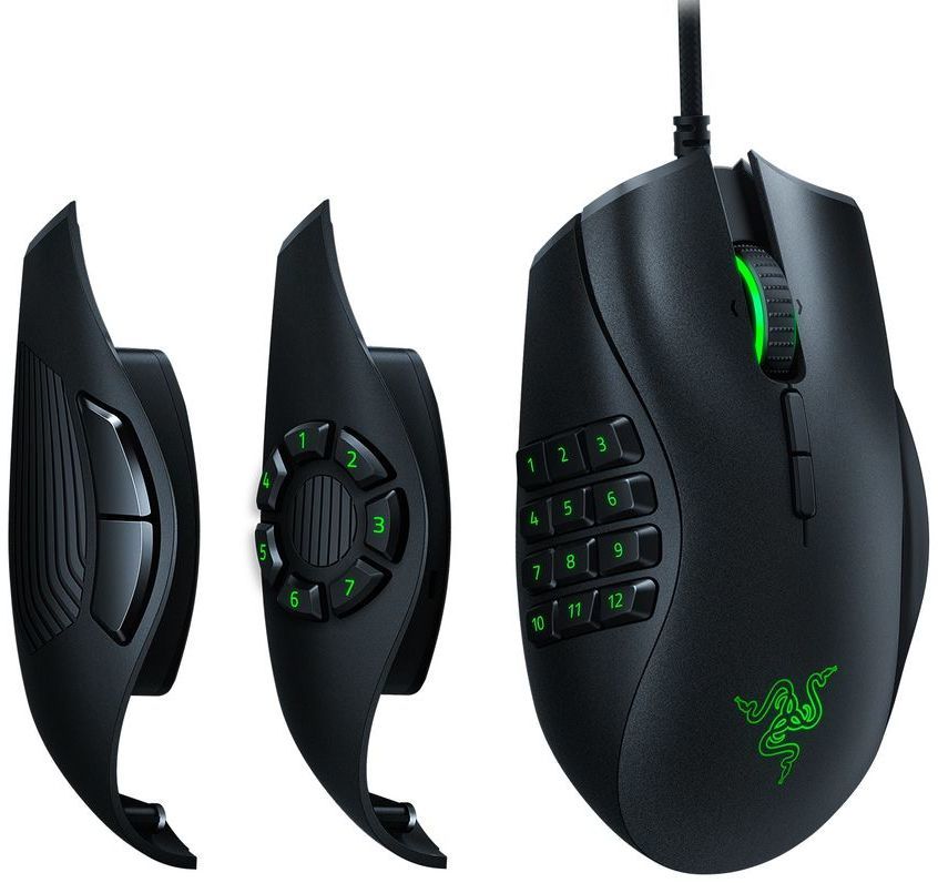 купить Компьютерная мышь, Razer, Naga Trinity  , RZ01-02410100-R3M1, Игровая для MOBA и MMO игр, Оптическая 16000dpi (сенсор 5G), 19 кнопок (12 сбоку), Подсветка Chroma настраиваемая 16.8 млн цветов, Проводная, USB, Чёрная в Алматы