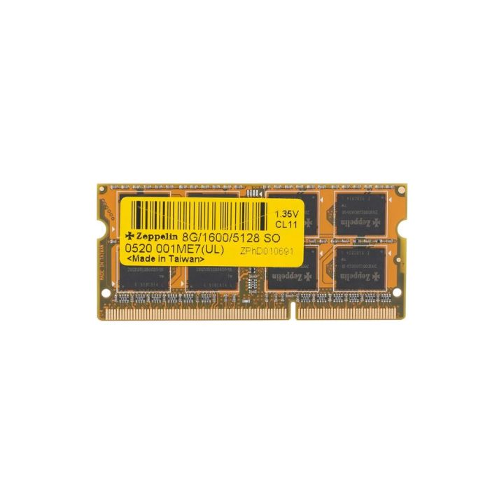 купить Оперативная память SODIMM DDR3 PC-12800 (1600 MHz)  8Gb Zeppelin  (память для ноутбуков) <512x8, 1.35V, Gold PCB> в Алматы