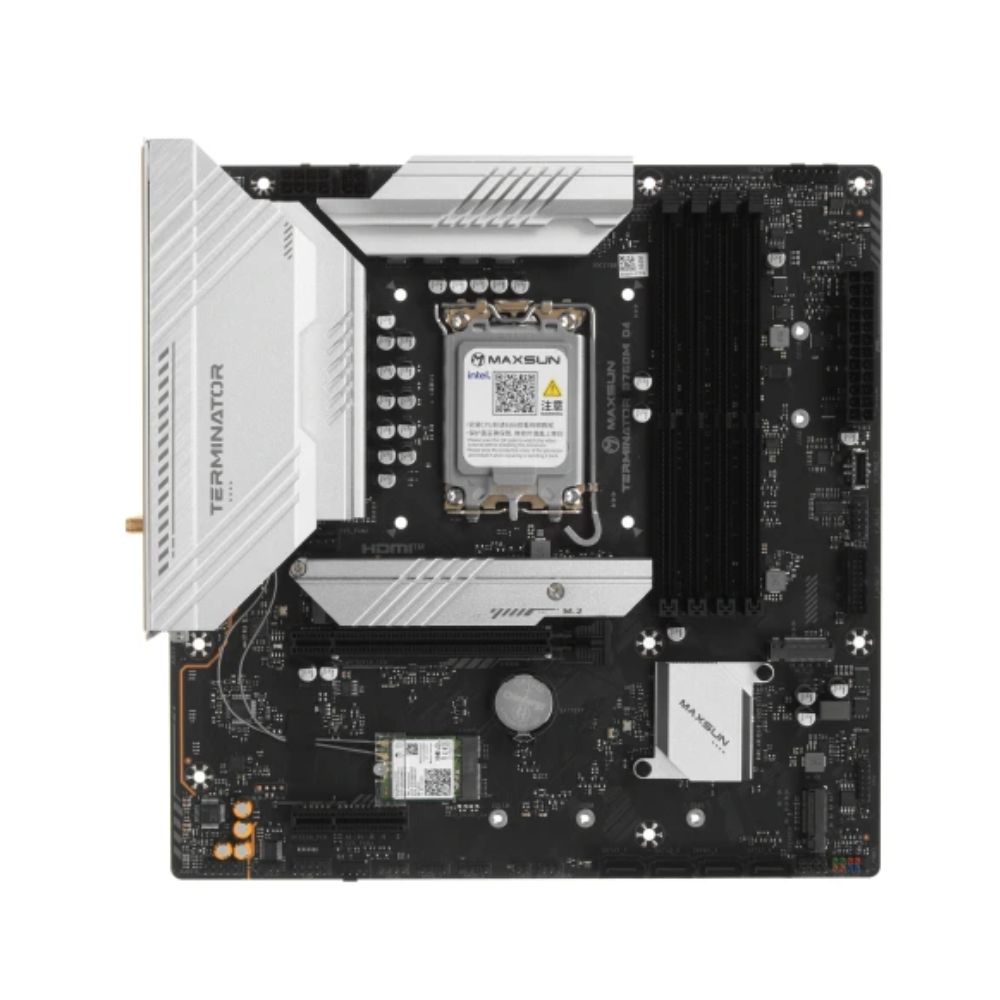 купить Материнская плата MaxSun Terminator B760M D4 V2, LGA1700, 4xDDR4, 4xSATA, 3xM.2, HDMI+DP, mATX в Алматы