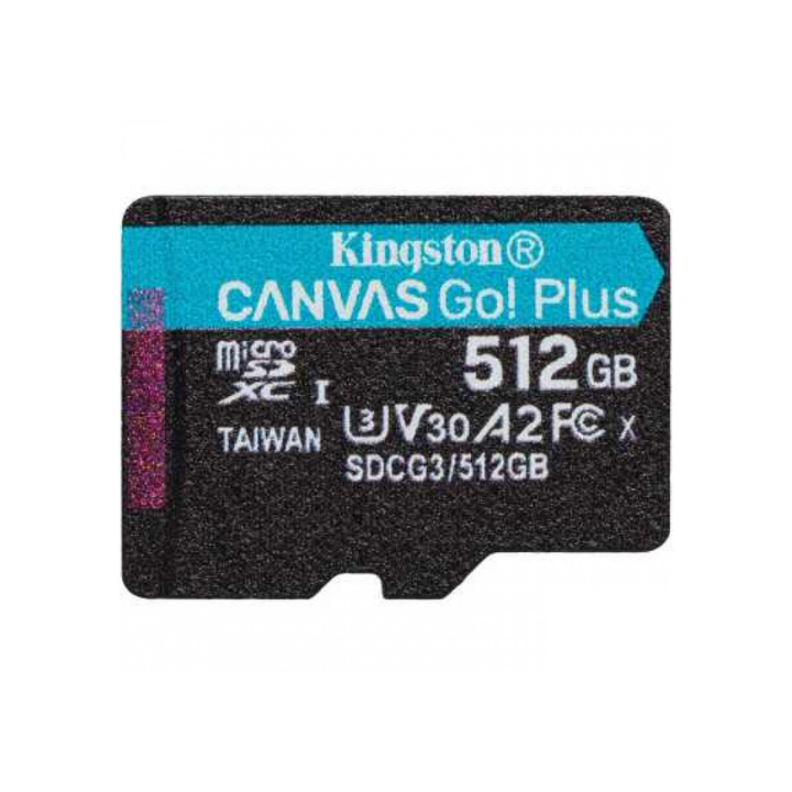 купить Карта памяти Kingston 512GB microSDXC Canvas Go Plus 170R A2 U3 V30 Card,без адаптера, SDCG3/512GBSP в Алматы