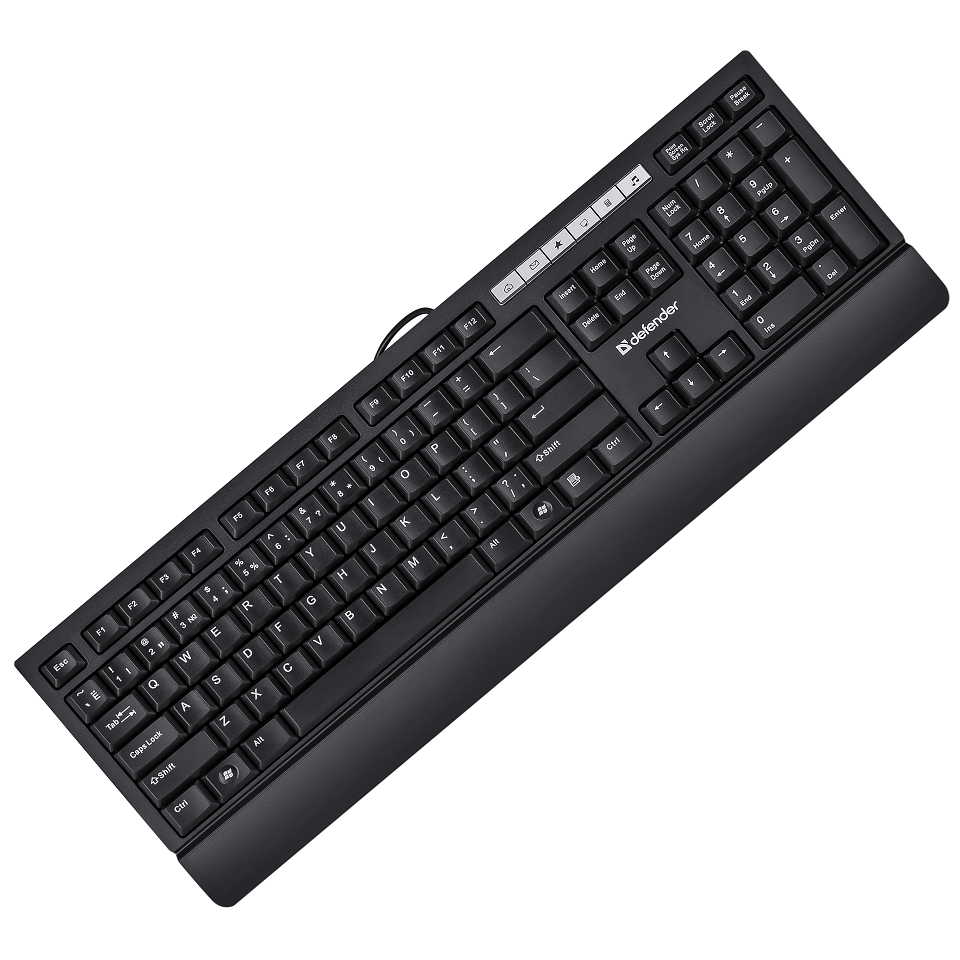 купить Клавиатура Defender Episode 950 (Black), USB ультратонкая клавиатура, легкая и компактная. Встроенная подставка под запястья. 6 горячих клавиш для быстрого доступа к приложениям.                                                                         в Алматы