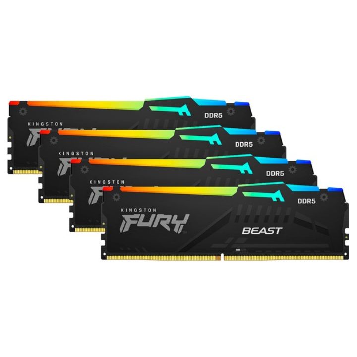 купить ОЗУ DIMM DDR5 Kingston FURY Beast Black RGB 128Gb(32Gbx4)5600MT/s,2RX8,CL40-40-40,1.25V,288-pin,16Gbit,KF556C40BBAK4-128 в Алматы