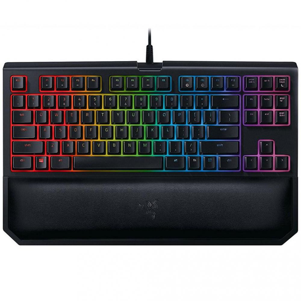 купить Клавиатура, Razer, BlackWidow Tournament Chroma V2 (Green Switch), RZ03-02190100-R3M1, Игровая, Компактная, Механические переключатели Razer Green, Подсветка клавиш 16.8 млн цветов, Программируемые клавиши, USB, Размер: 154*366*30 мм., Анг/Рус, Чехол в Алматы