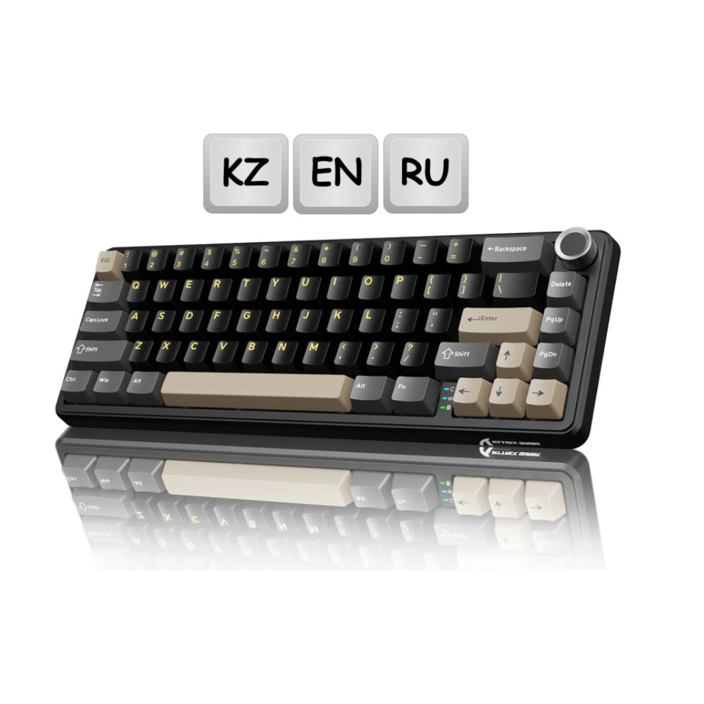 купить KeyBoard  Bluetooth, Attack Shark X66 Star Black, 66 keys,BT/wireless/Type-C,EN/RU/KZ, 3000mAh,Black в Алматы