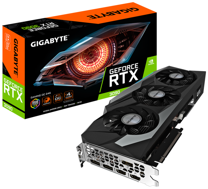 купить Видеокарта 24Gb PCI-E GDDR6X GIGABYTE GV-N3090GAMING OC-24GD 2хHDMI+3xDP GeForce RTX3090 в Алматы