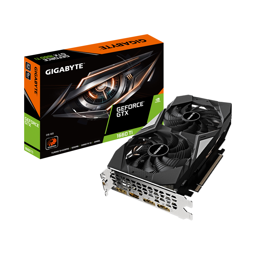 купить Видеокарта Gigabyte GeForce GTX 1660 Ti D6 6G, GDDR6 192bit HDMI 3xDP GV-N166TD6-6GD в Алматы