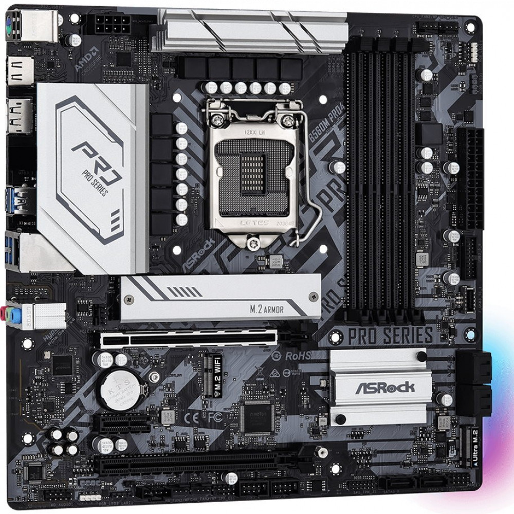 купить Материнская плата ASRock B560M PRO4 LGA1200 4xDDR4 6xSATA RAID UM.2 M.2 HDMI DP mATX в Алматы