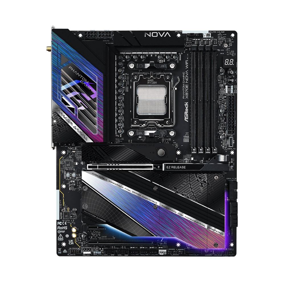 купить Материнская плата ASRock X870E NOVA WIFI AM5 4xDDR5 4xSATA3 4xM.2 1xHDMI 2xType-C ATX в Алматы