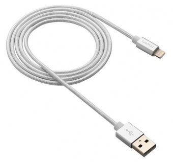 купить CANYON MFI-3 Charge & Sync MFI braided cable with metalic shell, USB to lightning, certified by Apple, cable length 1m, OD2.8mm, Pearl White в Алматы