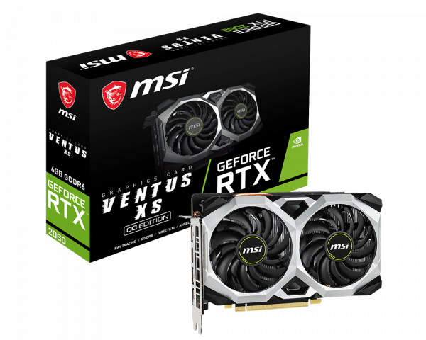 купить Видеокарта MSI GeForce RTX2060, 6GB GDDR6 192-bit 1xHDMI 3xDP RTX 2060 VENTUS XS 6G OC в Алматы