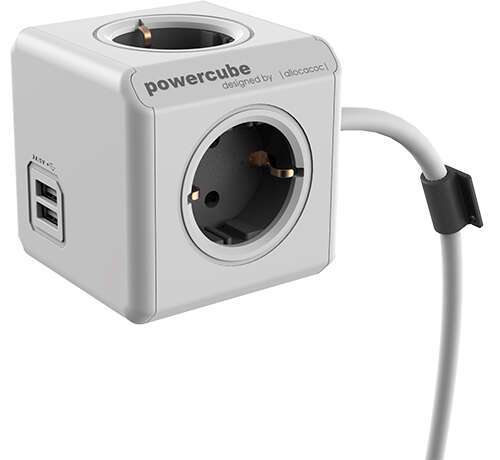 купить Разветвитель Allocacoc PowerCube Extended USB с кабелем 3М <EU розетка, 3680W, 16A/250V> в Алматы