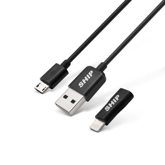купить Интерфейсный кабель, SHIP, API08MUPBB, MICRO USB Apple 8pin, Lightning переходник, IOS 7, Чёрный, Блистер, 1 м. в Алматы