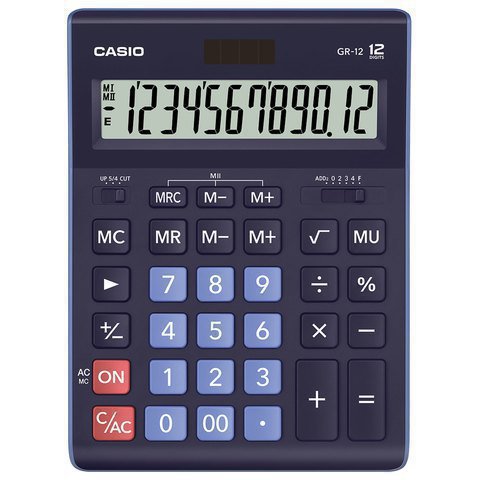 купить Калькулятор настольный CASIO GR-12-BU-W-EP синий в Алматы