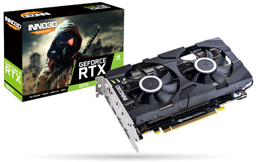 купить 8GB RTX 2070 GDDR6 256-Bit 1410/1620 MHz, HDMI, 3DP, PCIex3.0x16, Inno3D RTX2070 Twin X2 OC (N20702-08D6-1710VA23) 8-pin, 2Fan, 196 мм, 2 слота в Алматы