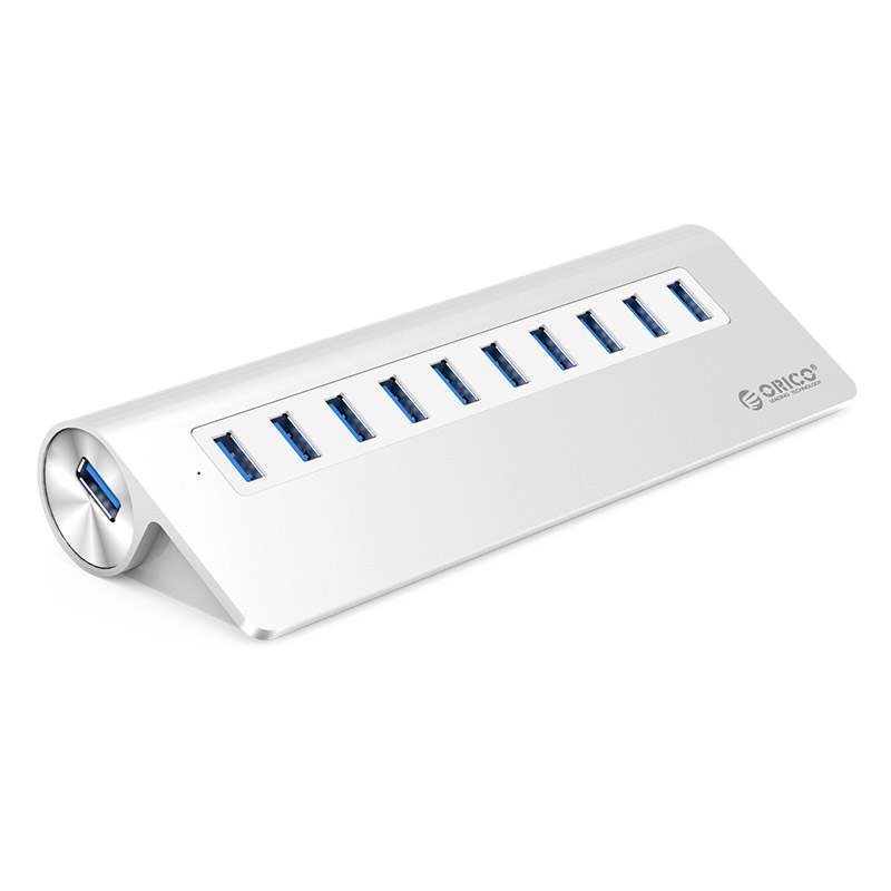 купить USB Хаб ORICO M3H10-V1-EU-SV-BP <10 Port USB3.0, DC12V 3A, 183x67x34mm> в Алматы