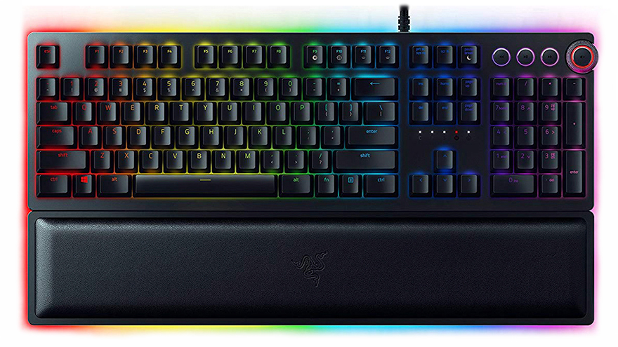 купить Клавиатура, Razer, Huntsman, RZ03-02521100-R3R1, Игровая, Оптико-механические переключатели Razer, Программируемые клавиши, USB, Подсветка Chroma 16.8 млн цветов с эффектами, Размер: 181,5*484*42 мм., Анг/Рус, Чёрный в Алматы