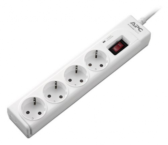 купить Сетевой фильтр APC P43-RS Essential SurgeArrest, CEE7 Schuko, 4 розетки, шнур 1 м, 230В, белый в Алматы