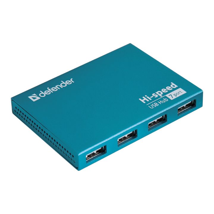 купить 7-портовый мини-разветвитель USB 2.0 Defender Septima Slim (БП в комплекте) в Алматы