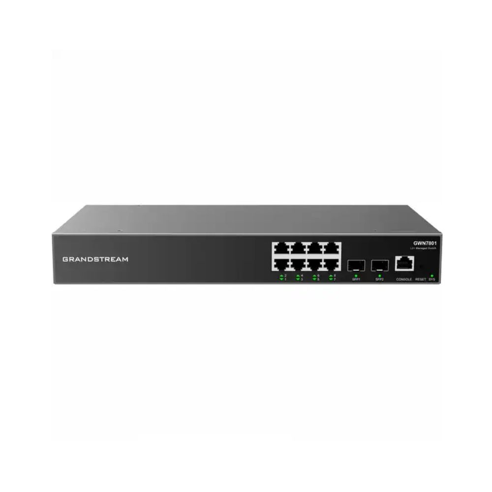 Купить Switch 8 port Grandstream GWN7801, 8x10/100/1000 Мбит/с, Console RJ-45, 2x SFP в Алматы