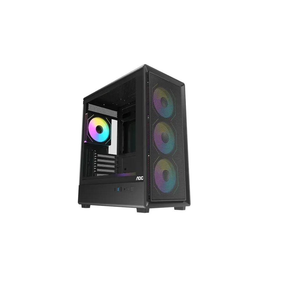 купить Корпус AOC CG450B 4F M-ATX/ITX 1xUSB2.0 1xUSB3.0 1xType-C 1xAudio/Mic Черный AOC-CG450-BF4V1R0UD-G в Алматы