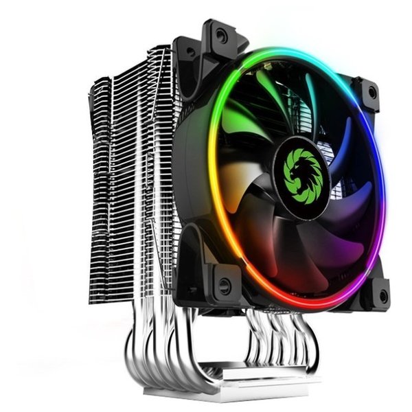 купить Кулер для процессора, Gamemax, Gamma 500-Rainbow (3PIN), Intel 1200/11XX/775 и AMD AM4/AM3+/AM3/AM2+/AM2/FM2+/FM2/FM1, TDP:87W, 1*120мм LED RGB (Только 3-pin(+5V-D-G)), 800-1500&plusmn;10%, 51.18 CFM, ?30.8 dB(A), 4pin, (ДxШxВ) 126х85х158мм, Чёрный в Алматы