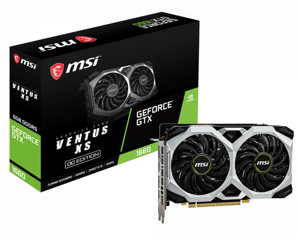 купить Видеокарта MSI GeForce GTX1660, 6GB GDDR5 192-bit 1xHDMI 3xDP GTX 1660 VENTUS XS 6G OC в Алматы
