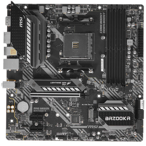 купить Материнская плата MSI MAG B550M BAZOOKA AM4 B550 4xDDR4 4xSATA3 RAID 2xM.2 HDMI DP mATX в Алматы