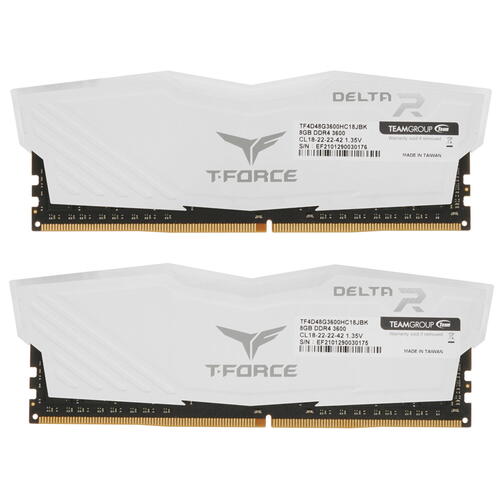купить ОЗУ TeamGroup T Force Delta RGB 16Gb (8x2)/3600MHz, CL18, 1.35V, RGB, WHITE, TF4D416G3600HC18JDC01 в Алматы