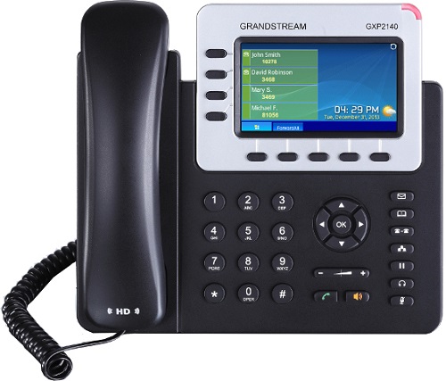 купить Grandstream GXP2140, PoE 4-line Enterprise HD IP Phone, 480x272 TFT color LCD в Алматы