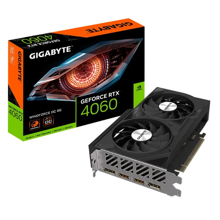 купить Видеокарта Gigabyte (GV-N4060WF2OC-8GD) RTX4060 WINDFORCE OC 8G в Алматы