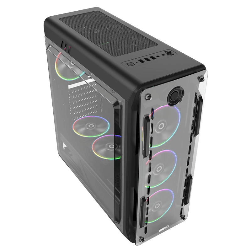 купить Корпус ПК без БП GameMax Optical (G510)  Black <ATX, 4x120mm RGB, USB3.0x1, USB2.0x2, 400х185х470mm> в Алматы