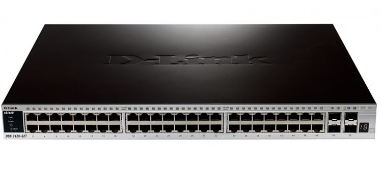 купить D-Link DGS-3420-52T/IN Комм-р управ-й гигабитный 48 портами + 4 портами SFP /  в Алматы