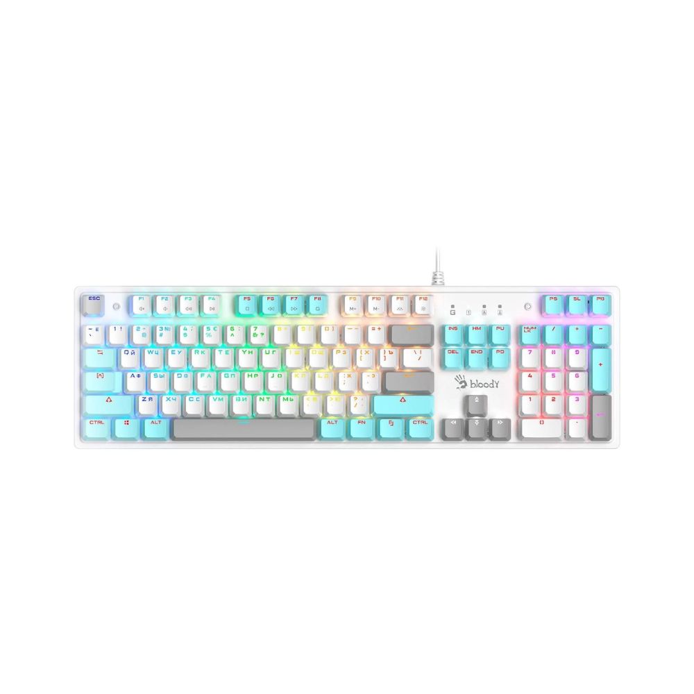 купить Клавиатура Bloody S510R-Icy White Brown, Mechanical, RGB, Anti-Ghosting, Multimedia, USB в Алматы